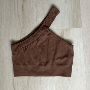 Brown gym crop top